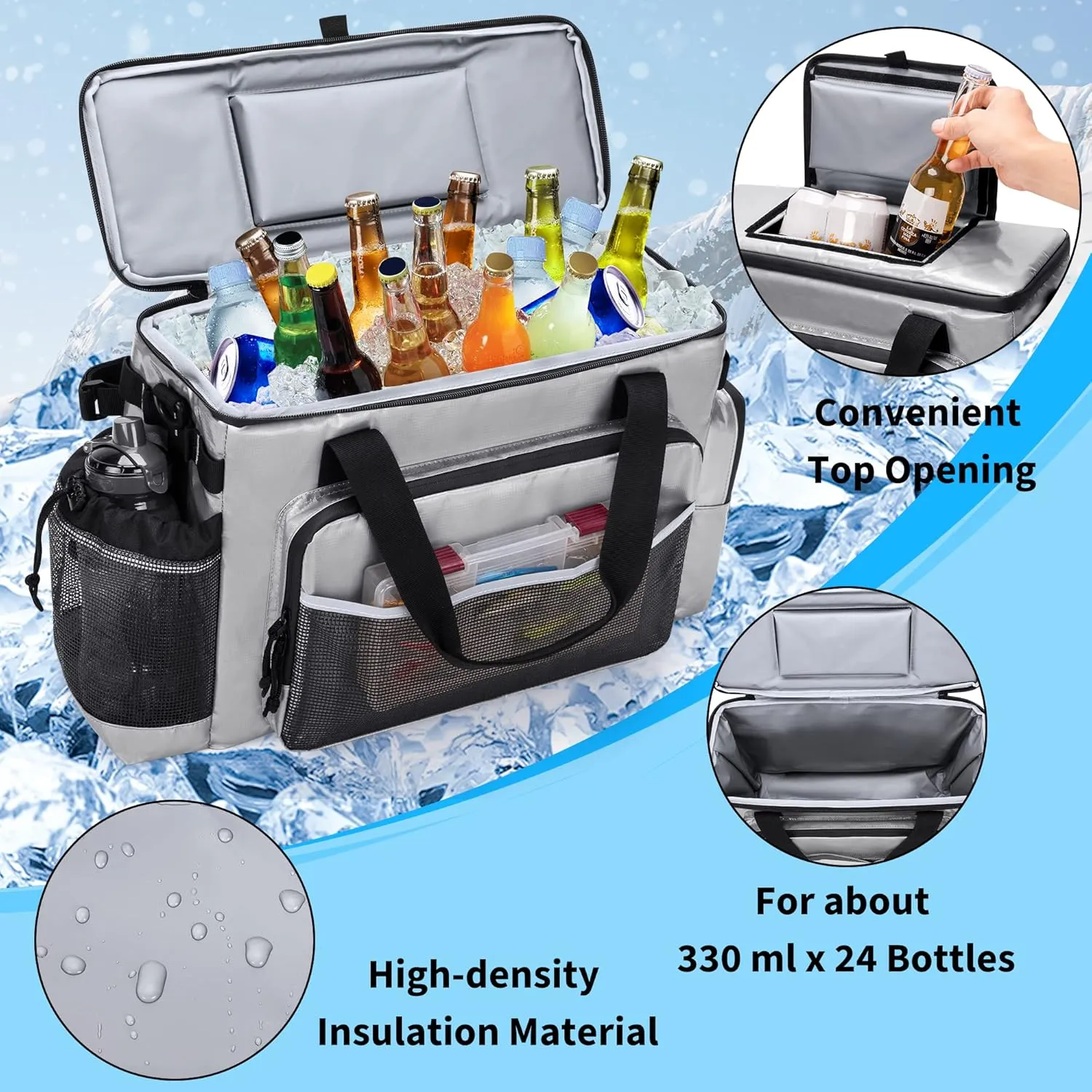 Large Waterproof Kayak Cooler Behind Seat, Chair Back Bag for Lawn-Chair Style Seats, Splash Ice Chest for Kayaking, Fishing & Beaches