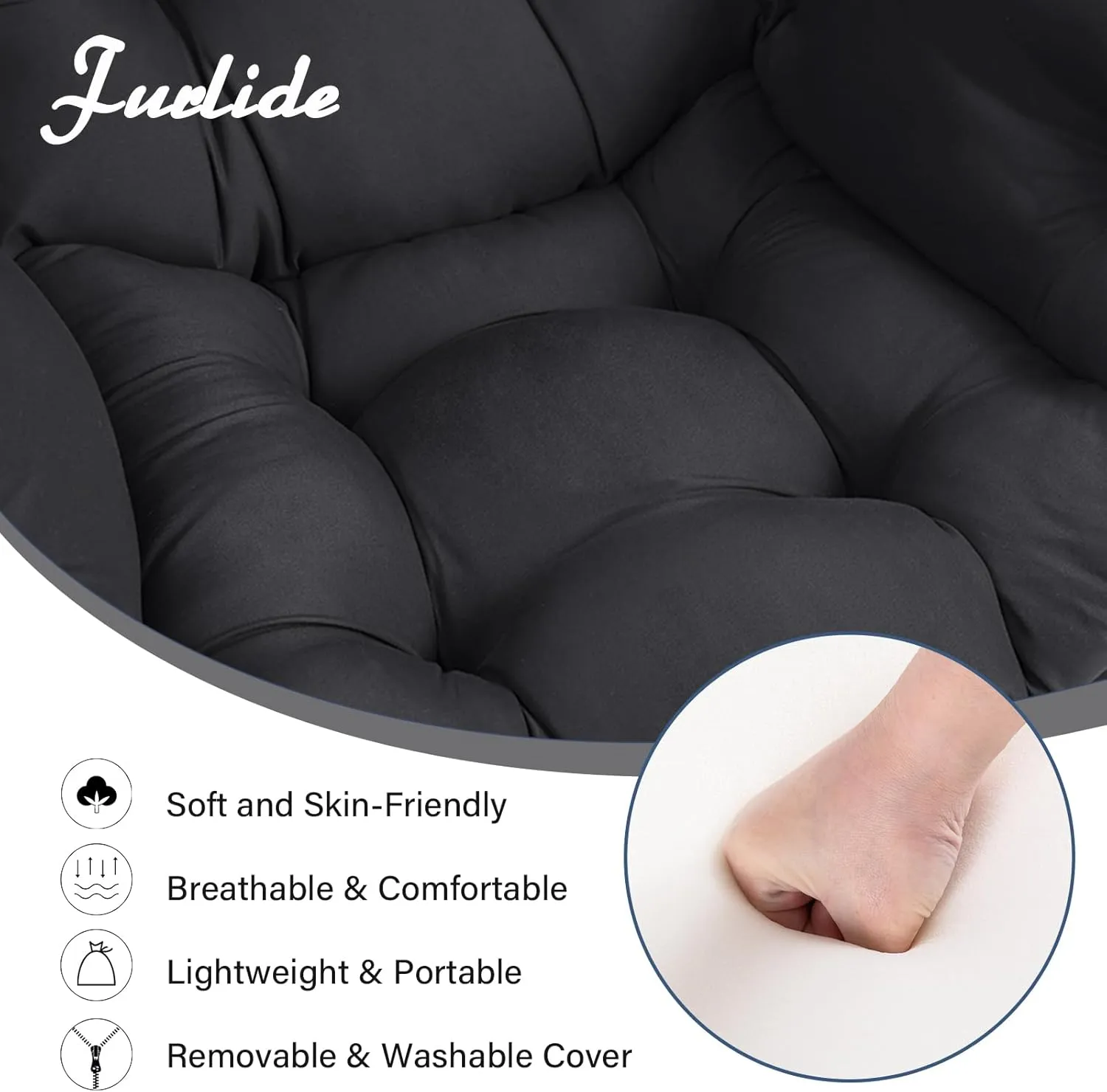 Lazy Chair with Ottoman, Comfy Fabric Accent Lounge Arm Chair with Lumbar Pillow and Folding Footrest, Reading Leisure Sofa Chair for Bedroom, Living Room, Dorm,Black