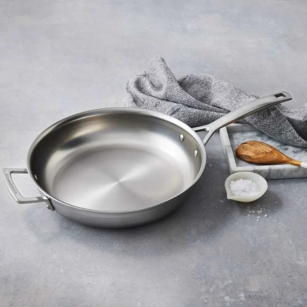 Le Creuset 3-ply Stainless Steel uncoated frying pan