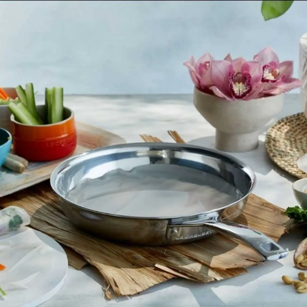 Le Creuset 3-ply Stainless Steel uncoated frying pan