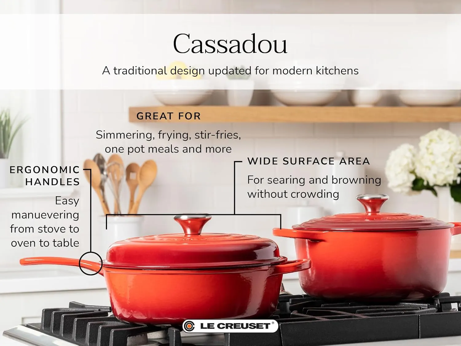 Le Creuset Enameled Cast Iron Signature Cassadou, 3.75qt., Oyster