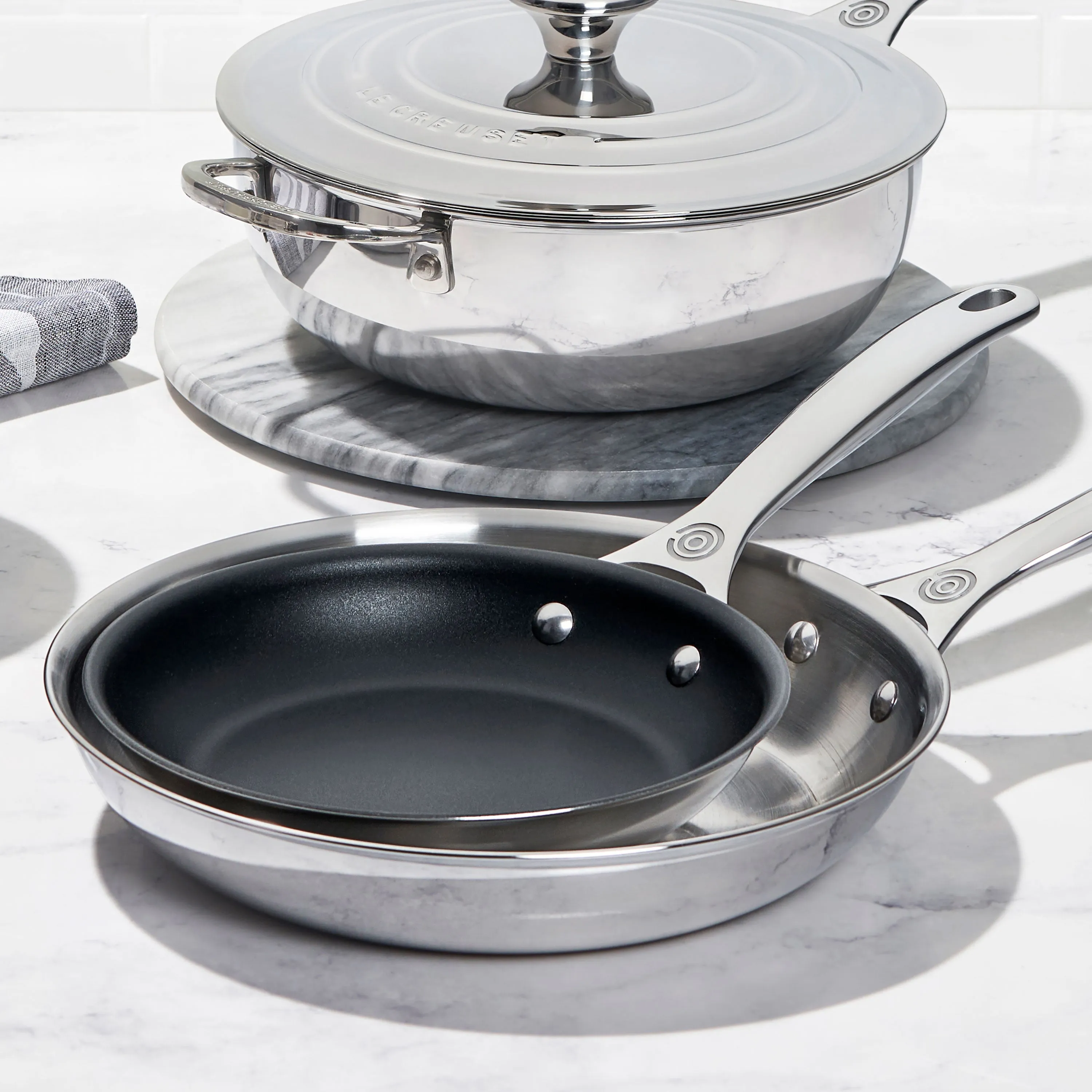 Le Creuset Stainless Steel 2 Piece Nonstick Skillet Set