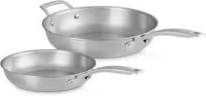 Le Creuset Stainless Steel Essential Set of 2 Fry Pan Set, 9.5" and 11"