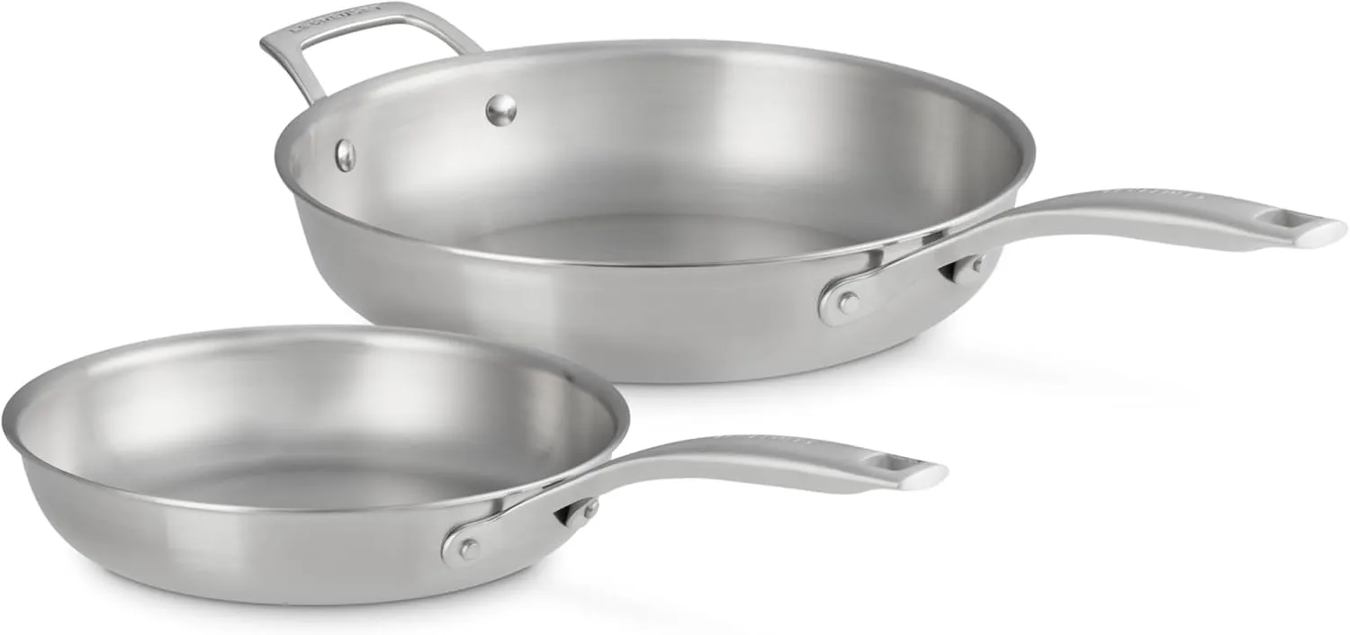 Le Creuset Stainless Steel Essential Set of 2 Fry Pan Set, 9.5" and 11"