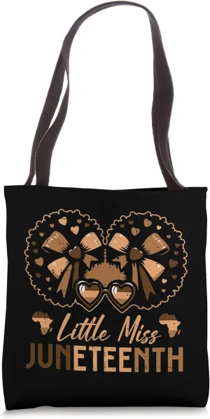 Little Miss Juneteenth Black African June 19th Kids Girls Tote Bag