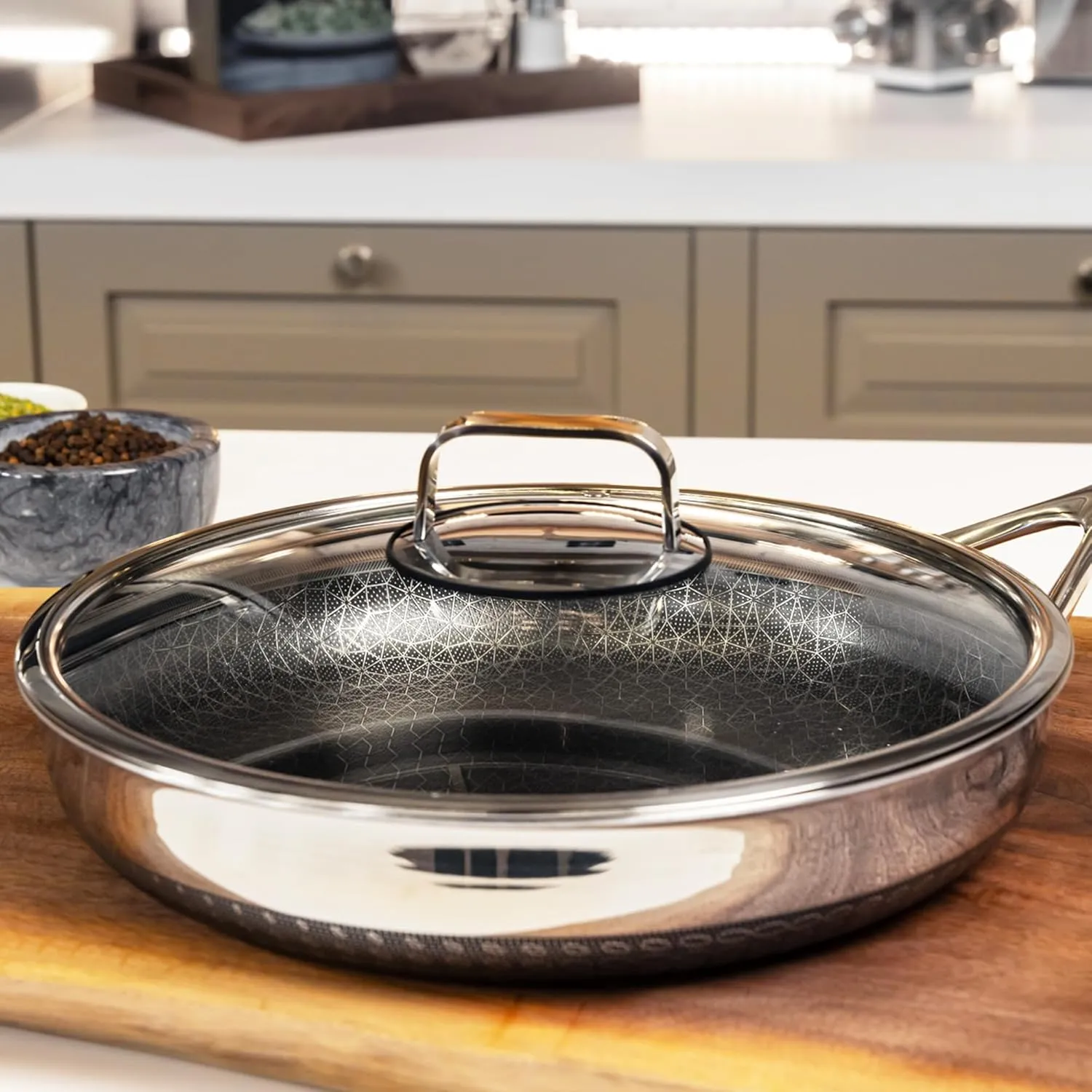 LIVWELL DiamondClad 12-Inch Glass Lid for Hybrid Cookware Set - Kitchen Gifts - Pots and Pan Set - Cooking and Dining - 12-Inch Skillet Lid - Skillet Covers and Frying Pans