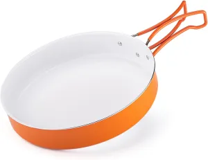 Lixada Non-Stick Frying Pan with Folding Handle Ceramic Coating Camping Skillet for Outdoor Camping Picnic