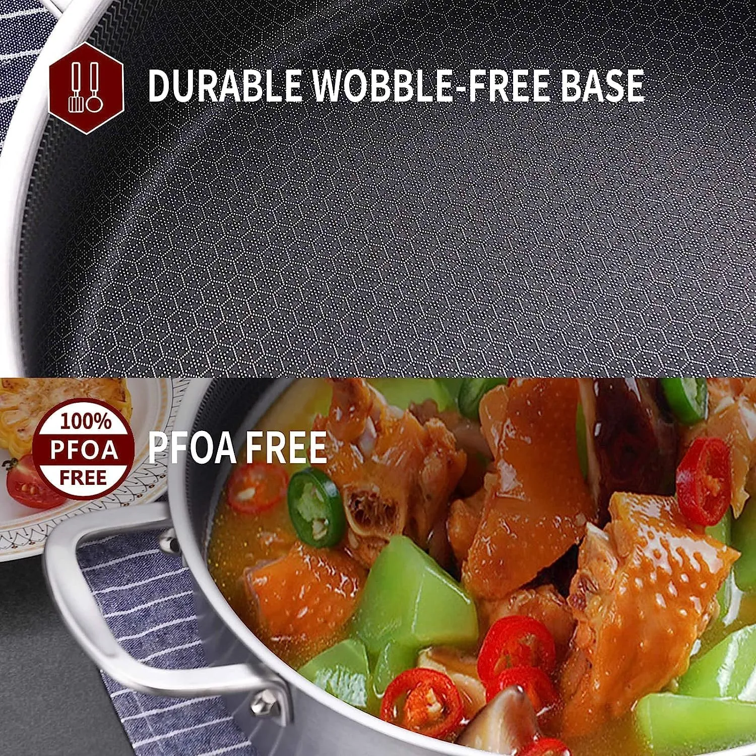 LOLYKITCH 6 Quarts Hybrid Tri-Ply Stainless Steel Sauté Pan with lid,Induction Large Skillet, Jumbo Cooker,Dishwasher & Oven Safe
