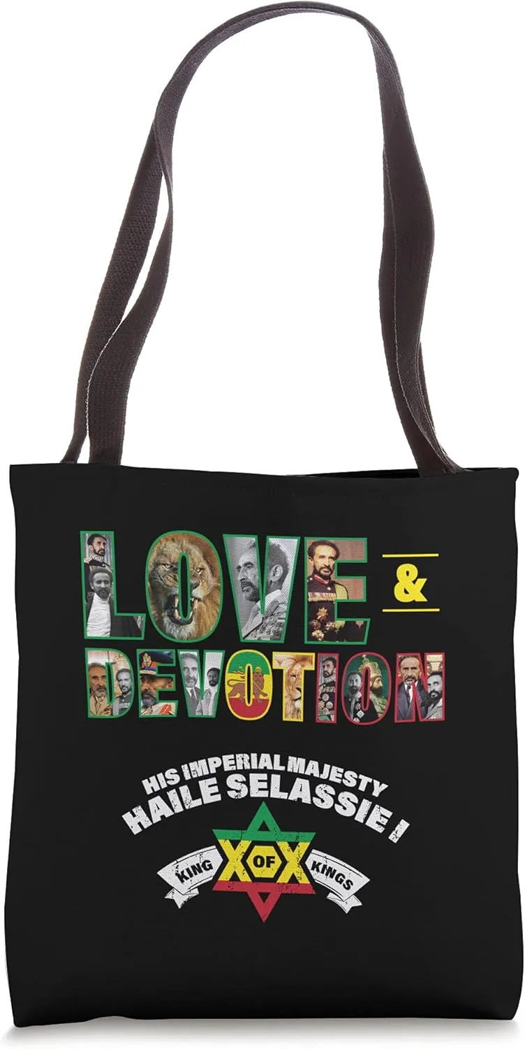 Love & Devotion Ras Tafari HIM Haile Selassie Tote Bag