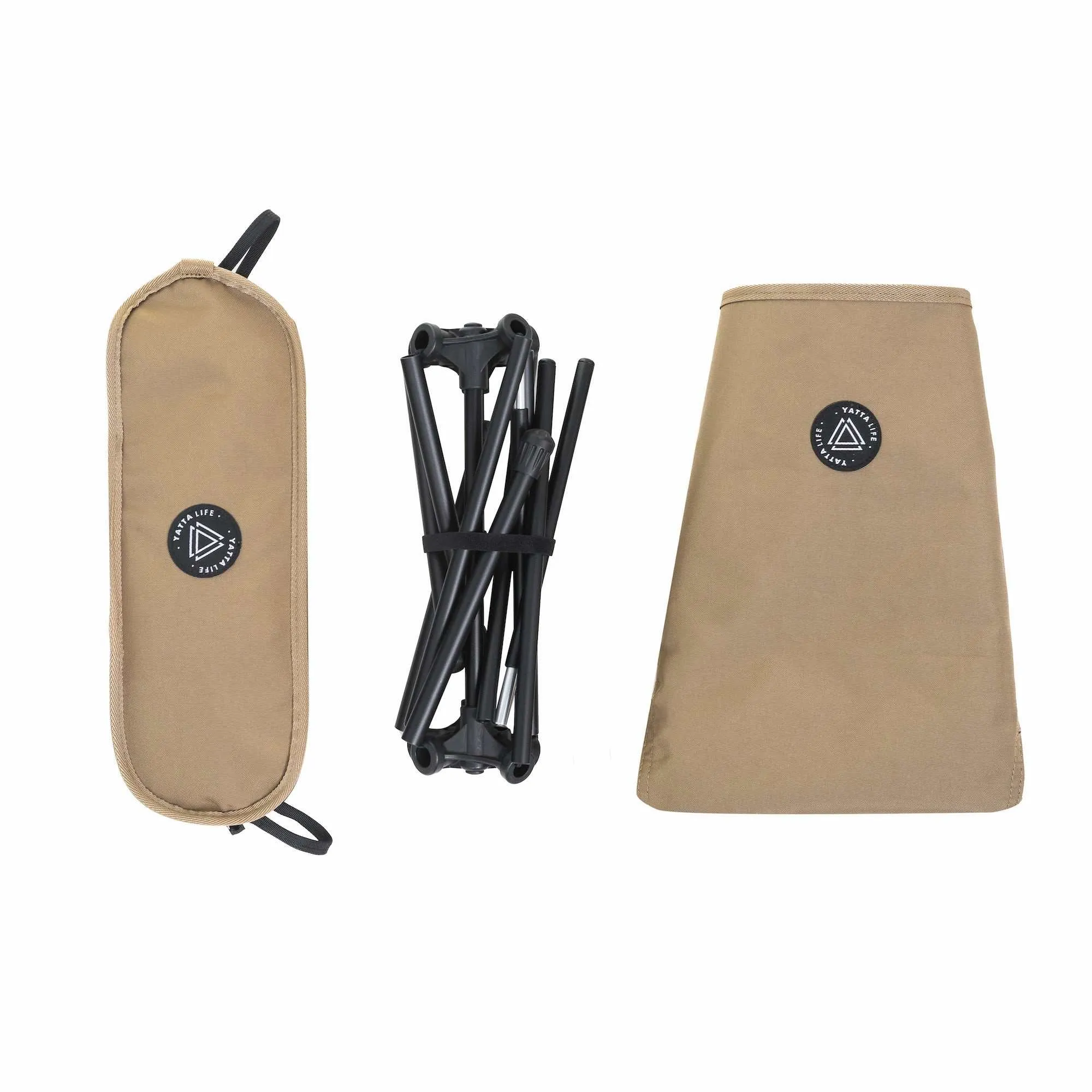 Low Back Ultralight Folding Camping Chairs With Storage Pouch - Khaki by YATTA