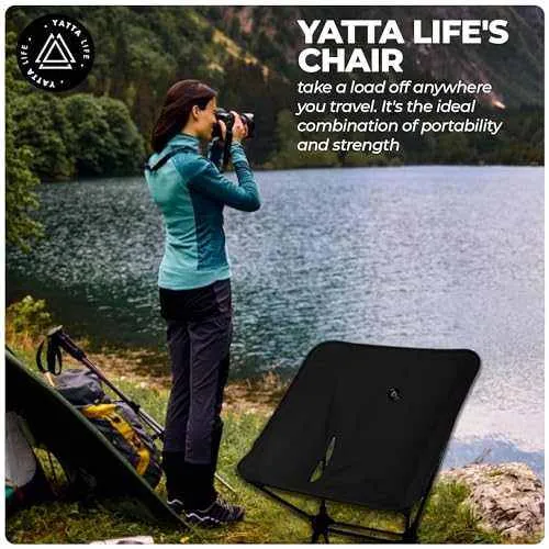 Low Back Ultralight Folding Camping Chairs With Storage Pouch - Khaki by YATTA