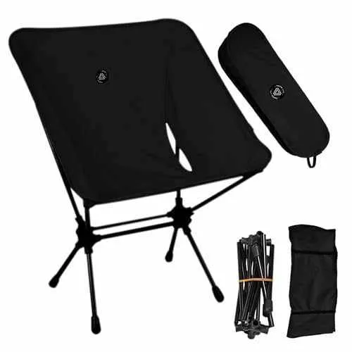Low Back Ultralight Folding Camping Chairs With Storage Pouch - Khaki by YATTA