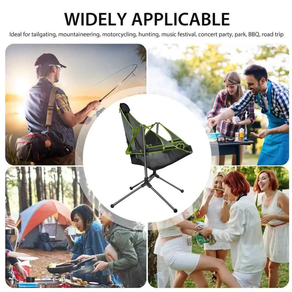 Luxury Foldable Camping Swing Chair with Recliner and Cup Holder