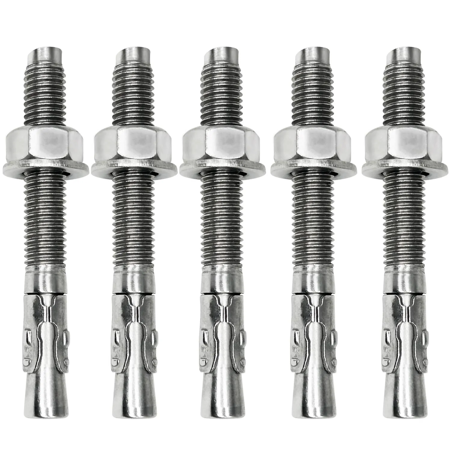 M12 x 100 Wedge Anchor Bolt, 5pcs 304 Stainless Steel Expansion Anchors Heavy Duty Expansion Screw for Concrete