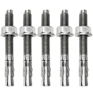 M12 x 100 Wedge Anchor Bolt, 5pcs 304 Stainless Steel Expansion Anchors Heavy Duty Expansion Screw for Concrete