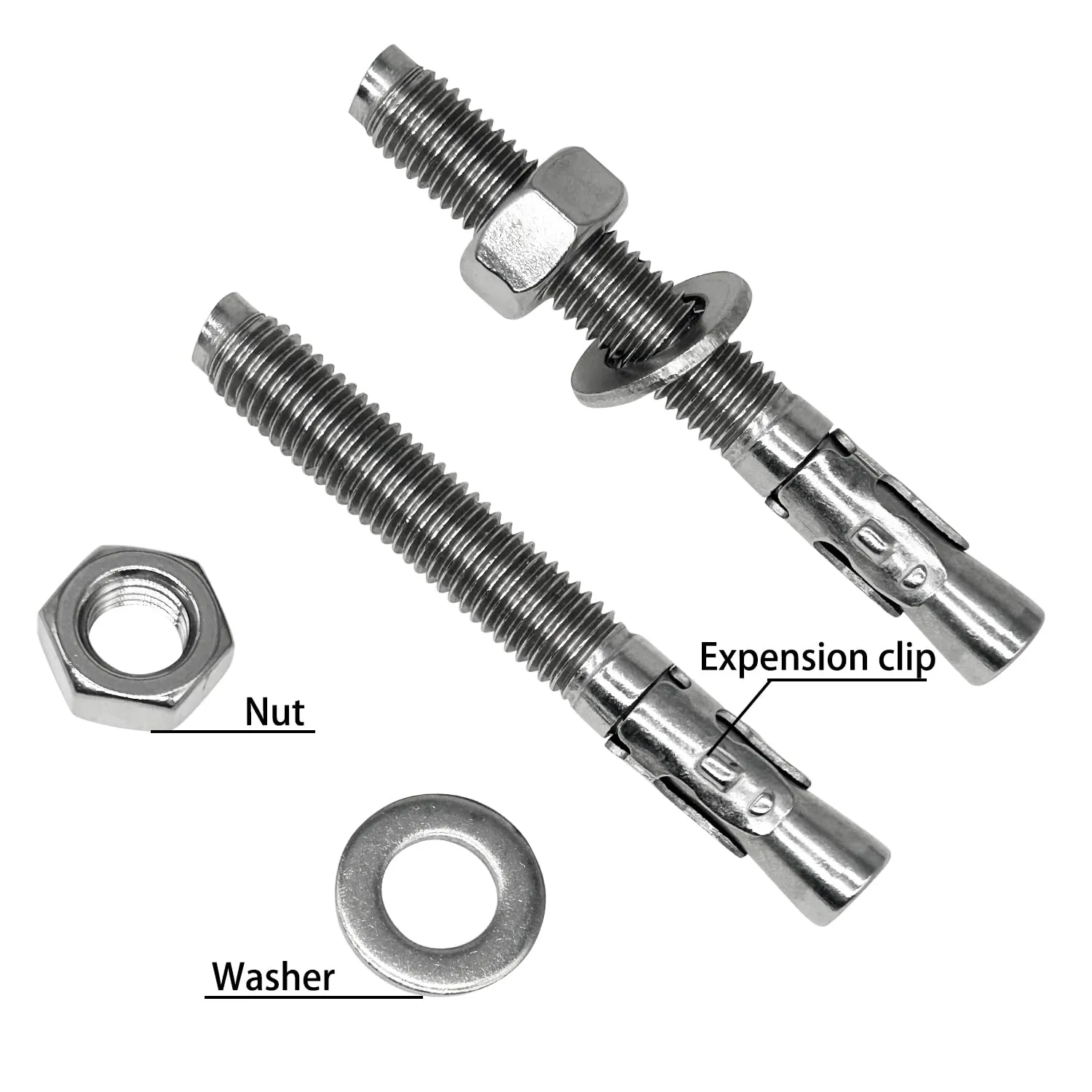 M12 x 100 Wedge Anchor Bolt, 5pcs 304 Stainless Steel Expansion Anchors Heavy Duty Expansion Screw for Concrete