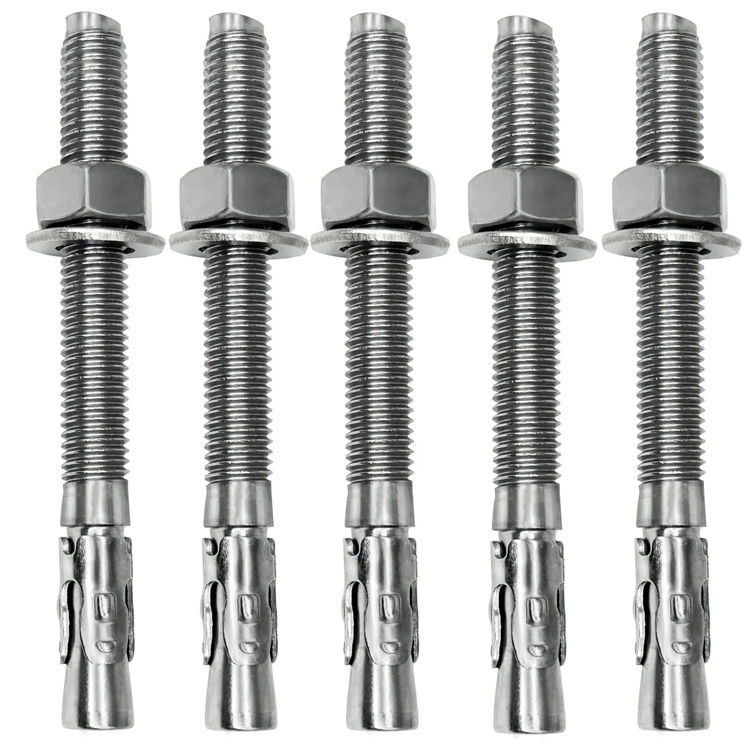 M12 x 120 Wedge Anchor Bolt, 5pcs 304 Stainless Steel Expansion Anchors Heavy Duty Expansion Screw for Concrete