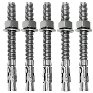 M12 x 120 Wedge Anchor Bolt, 5pcs 304 Stainless Steel Expansion Anchors Heavy Duty Expansion Screw for Concrete
