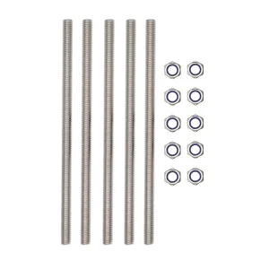 M12x250mm Fully Threaded Rod Studs Long Metric Threaded Screw 304 Stainless Steel Right Hand Threads All Threaded Rod Studs for Anchor Bolts Clamps Hangers U-Bolts 5 Pack