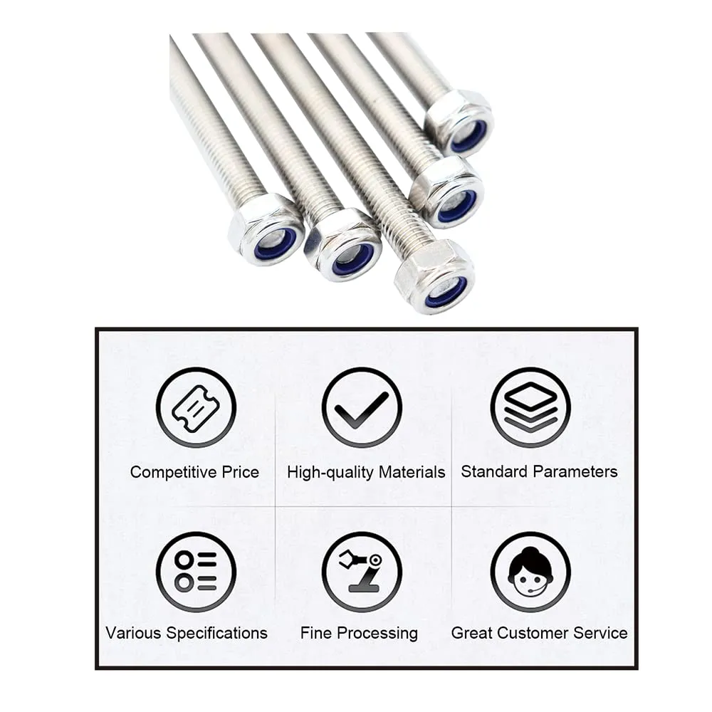 M12x250mm Fully Threaded Rod Studs Long Metric Threaded Screw 304 Stainless Steel Right Hand Threads All Threaded Rod Studs for Anchor Bolts Clamps Hangers U-Bolts 5 Pack