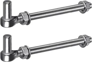 M16x 10'' J-Bolt Gate Hinge, 304 Stainless Steel J-Bolt Post Hinge for Farm Gate, 5/8" Male Pin J-Bolt Hinge for Chain Link Fence Gate, Gate Hinges for Metal Gates (2Pcs)