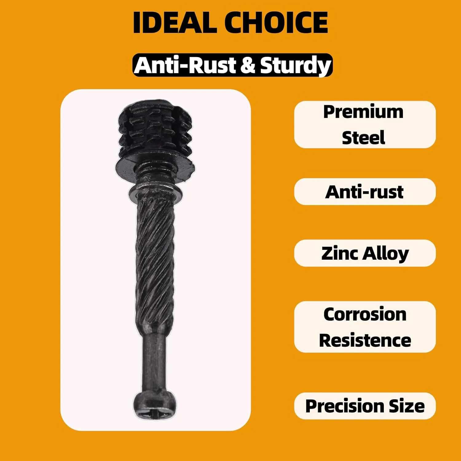 M7 x 34 mm Cam Lock Screw for Furniture 50PCs Cam Screws, Furniture Fasteners Compitable with IKEA Hardware Parts, Repair Spare Parts Nut & Bolt Assortment Sets Gray Black Ripples
