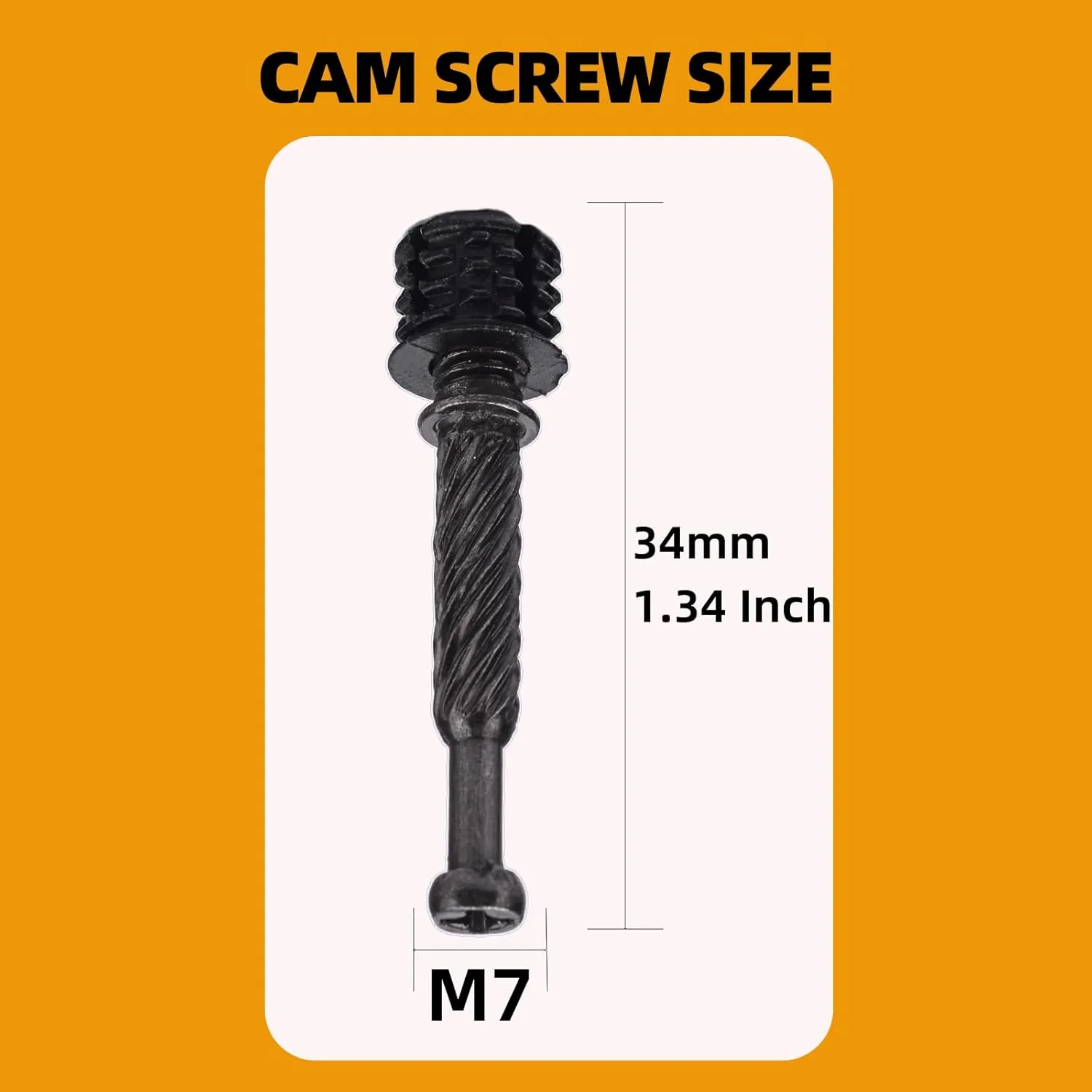 M7 x 34 mm Cam Lock Screw for Furniture 50PCs Cam Screws, Furniture Fasteners Compitable with IKEA Hardware Parts, Repair Spare Parts Nut & Bolt Assortment Sets Gray Black Ripples