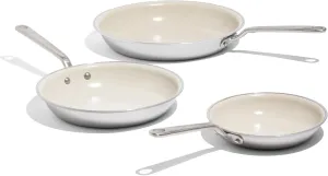Made In Cookware - 3-Piece (Includes 8",10",12") CeramiClad Non Stick Frying Pan Set (Stainless Handle) - 5-Ply Stainless Clad with Stay-Cool Handle - Professional Cookware