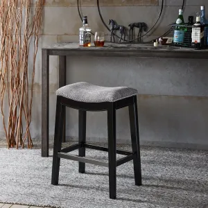 Madison Park Belfast Bar Stools, Contour Fabric Padded Seat, Nail Head Trim, Modern Kitchen Counter Chair, Solid Hardwood, Metal Kickplate Footrest, Dining Room Accent Furniture, Grey