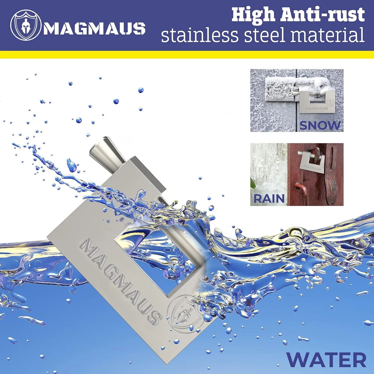 Magmaus® RTL60 Heavy Duty Lock for Shipping Container - [Weatherproof] - Secure Outdoor Lock for Storage Unit, Gate, Shed, Fence, Door - 3 Keys