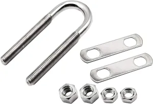 MARINE CITY 304 Grade Stainless Steel 1/2 Inches Strong Sturdy Stock Plate Bow Eye Tie Down for Marines Boats Yachts Accessory Hardware (U Bolt Thread Length 5-1/4 Inches) (1 Pack)