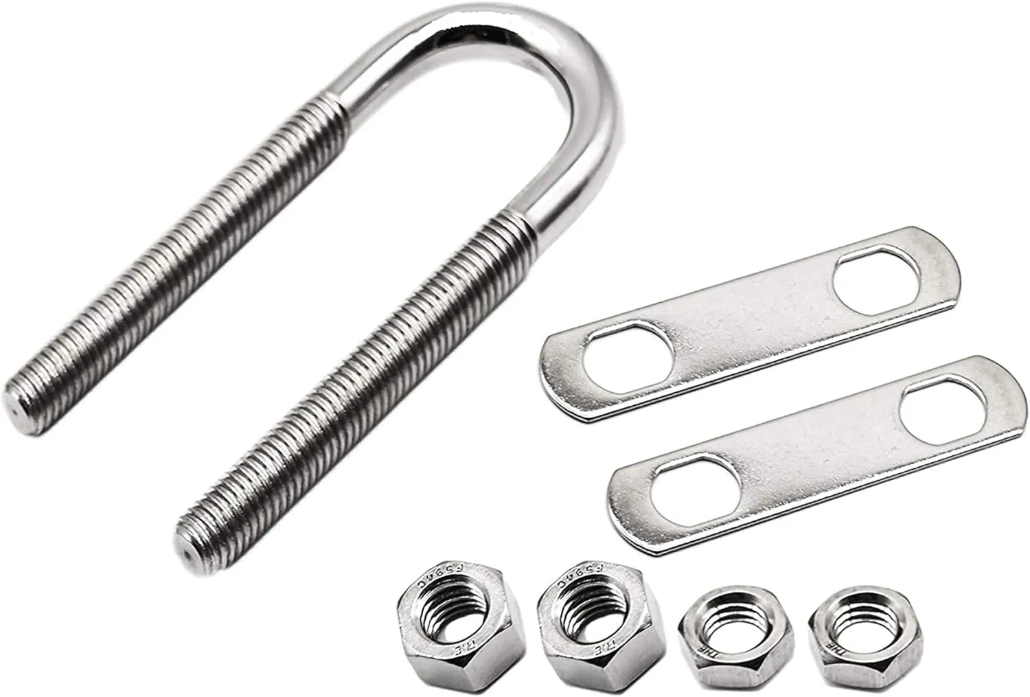MARINE CITY 304 Grade Stainless Steel 1/2 Inches Strong Sturdy Stock Plate Bow Eye Tie Down for Marines Boats Yachts Accessory Hardware (U Bolt Thread Length 5-1/4 Inches) (1 Pack)