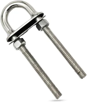 MARINE CITY Stainless Steel Sturdy Mirror Polished Fine Finish Marine 3/8" Welding Plate Bow Eye U-Bolt for Marine Boat Yacht Accessory Hardware (5" Length)