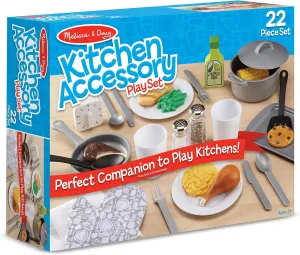 Melissa & Doug 22-Piece Play Kitchen Accessories Set - Utensils, Pot, Pans, and More , White