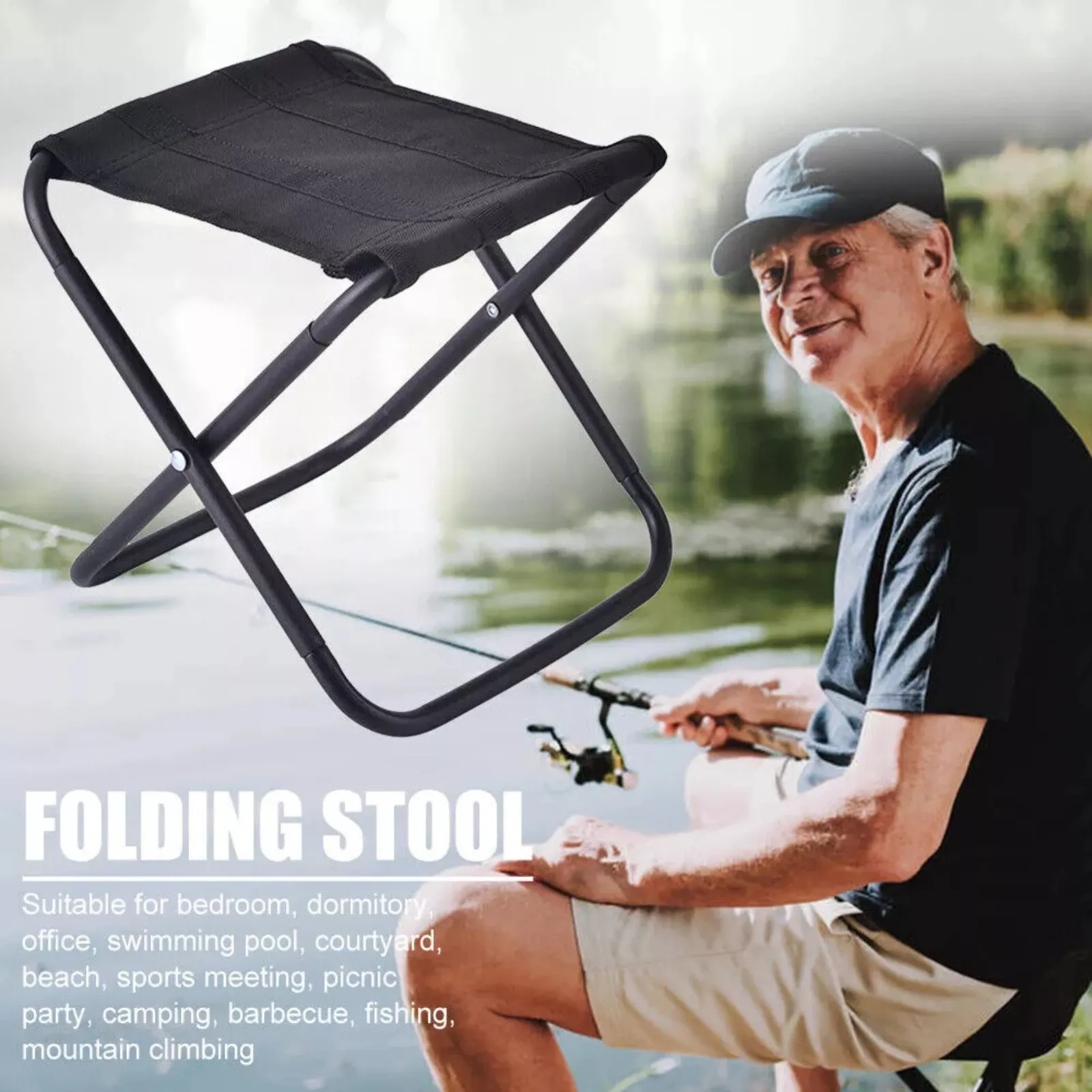 Metal Seat Hiking Fishing Picnic Chair Portable Outdoor Folding Stool Camping