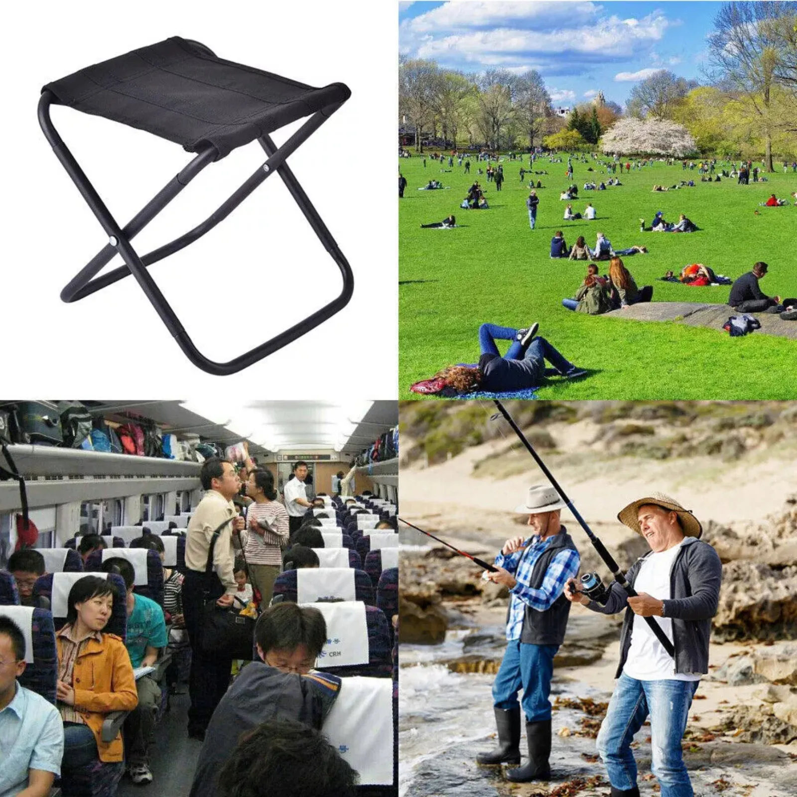 Metal Seat Hiking Fishing Picnic Chair Portable Outdoor Folding Stool Camping