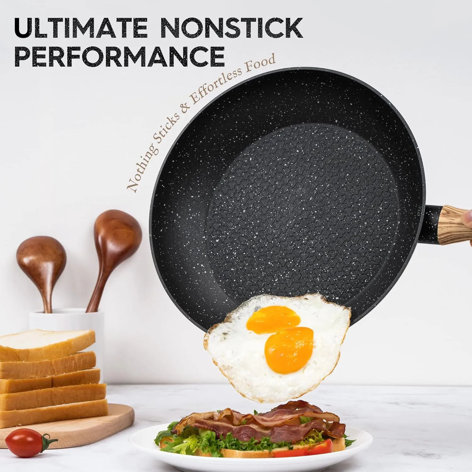 MICHELANGELO Nonstick Frying Pan with Lid, 8 Inch Frying Pans Nonstick with Healthy Coating, Small Frying Pan with Stay-Cool Handle, Induction Compatible