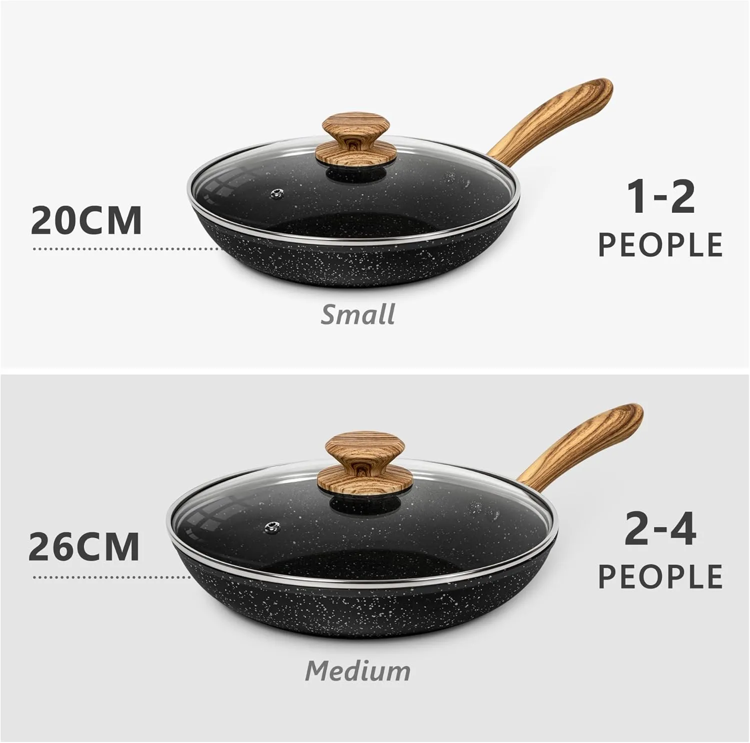 MICHELANGELO Nonstick Frying Pan with Lid, 8 Inch Frying Pans Nonstick with Healthy Coating, Small Frying Pan with Stay-Cool Handle, Induction Compatible