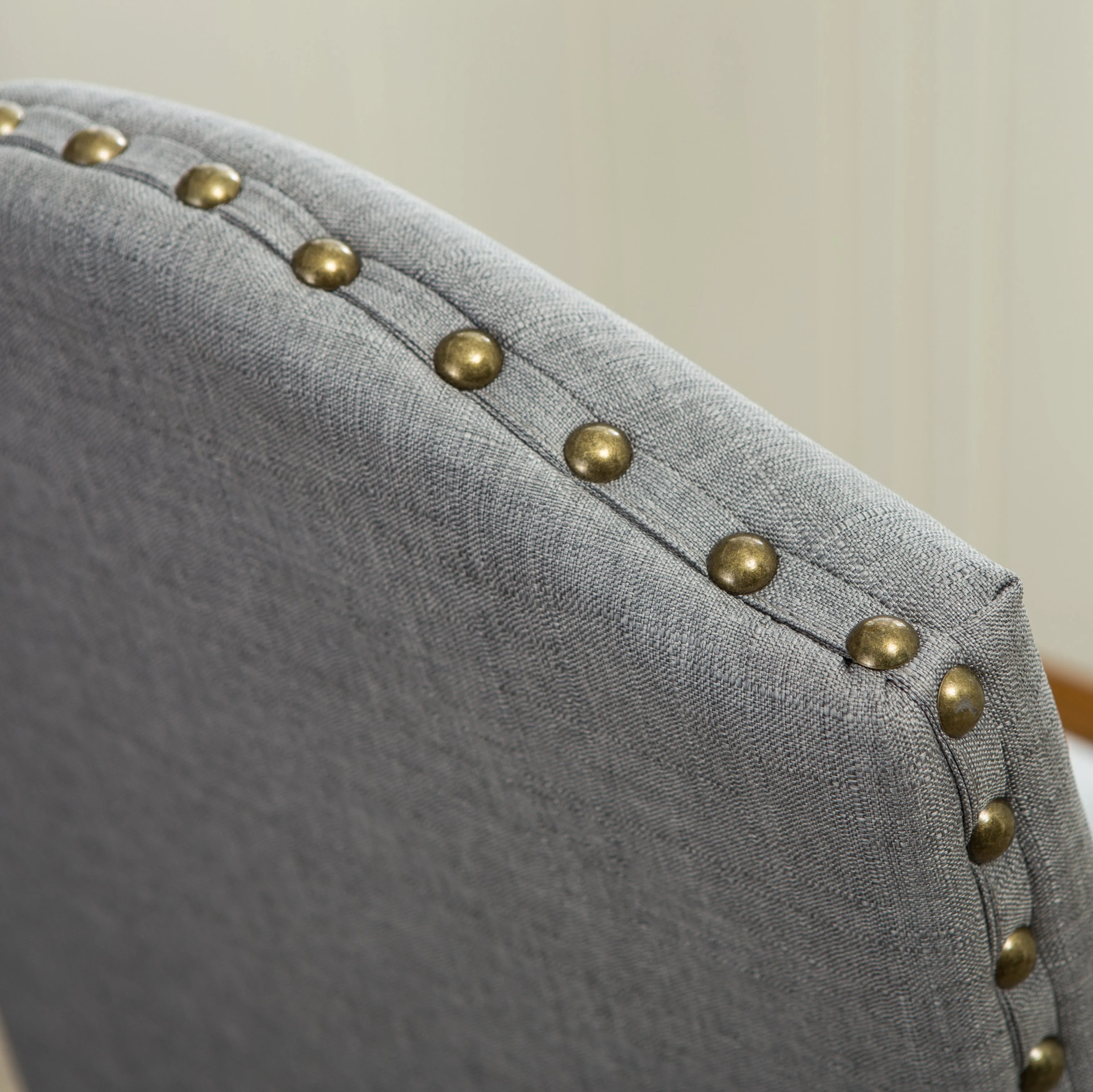 Mod Urban Style Solid Wood Nailhead Grey Fabric Padded Parson Chair, Set of 2