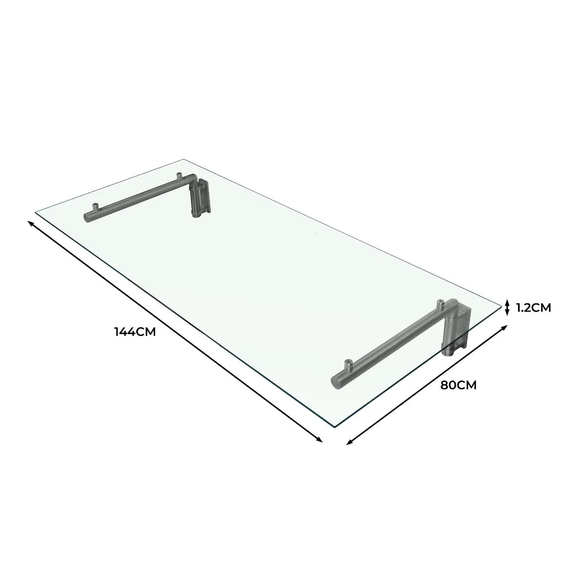 MonsterShop Glass Door Canopy & Brackets, 144cm W, 80cm D