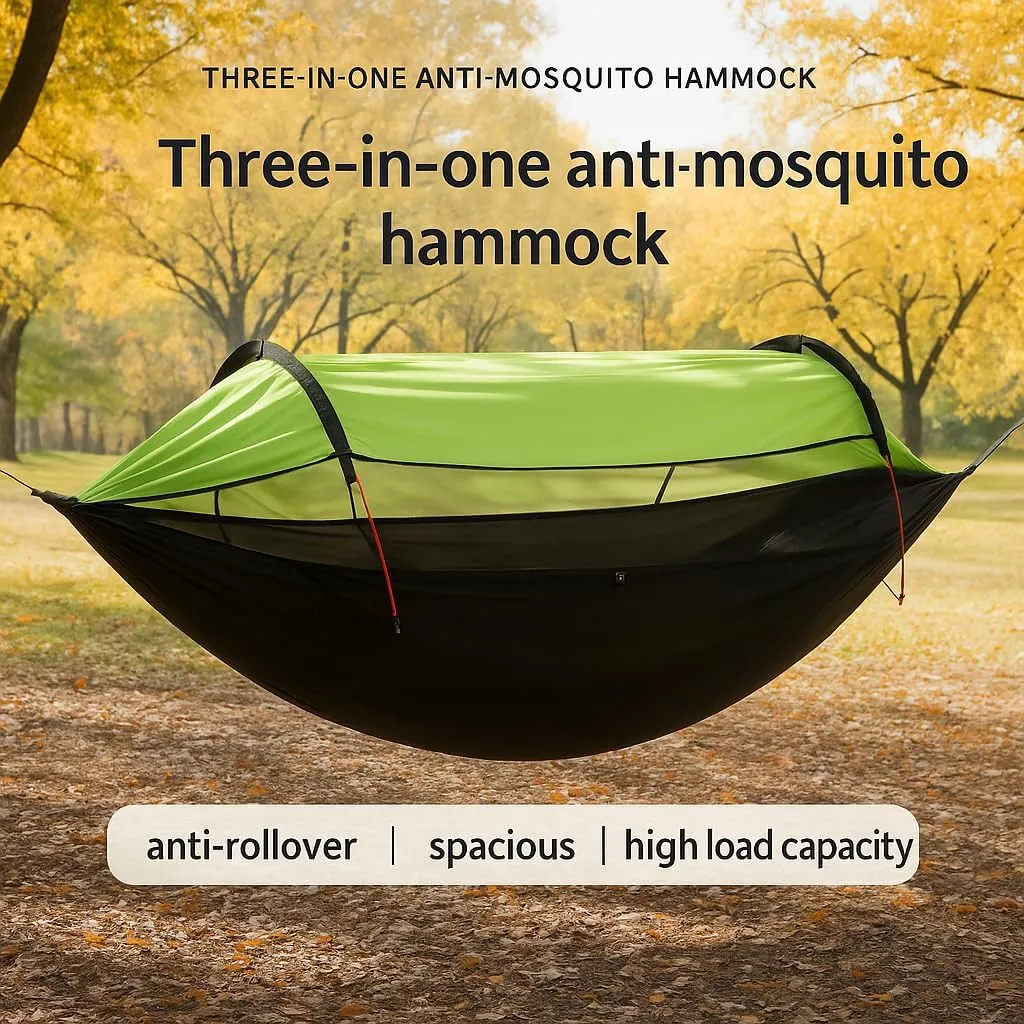 Mosquito Net Hammock Camping Hammock - Portable Lightweight Backpacking Hammock with Sunshade and Insect Protection (Forest Camouflage)