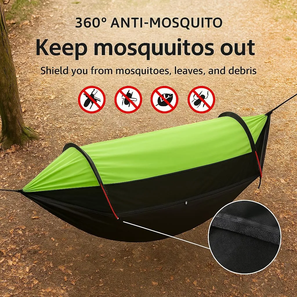 Mosquito Net Hammock Camping Hammock - Portable Lightweight Backpacking Hammock with Sunshade and Insect Protection (Forest Camouflage)