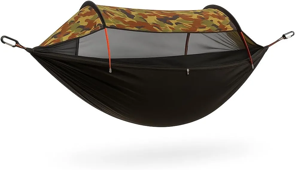 Mosquito Net Hammock Camping Hammock - Portable Lightweight Backpacking Hammock with Sunshade and Insect Protection (Forest Camouflage)