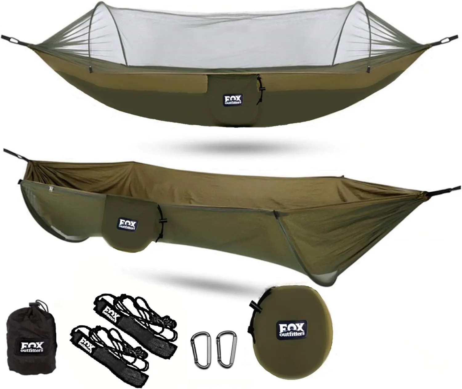 Mosquito Net Hammock XL - Built in Mosquito Net - Bug Protection - Easy Set Up - Comes with Tree Safe Hammock Straps & Steel Carabiners