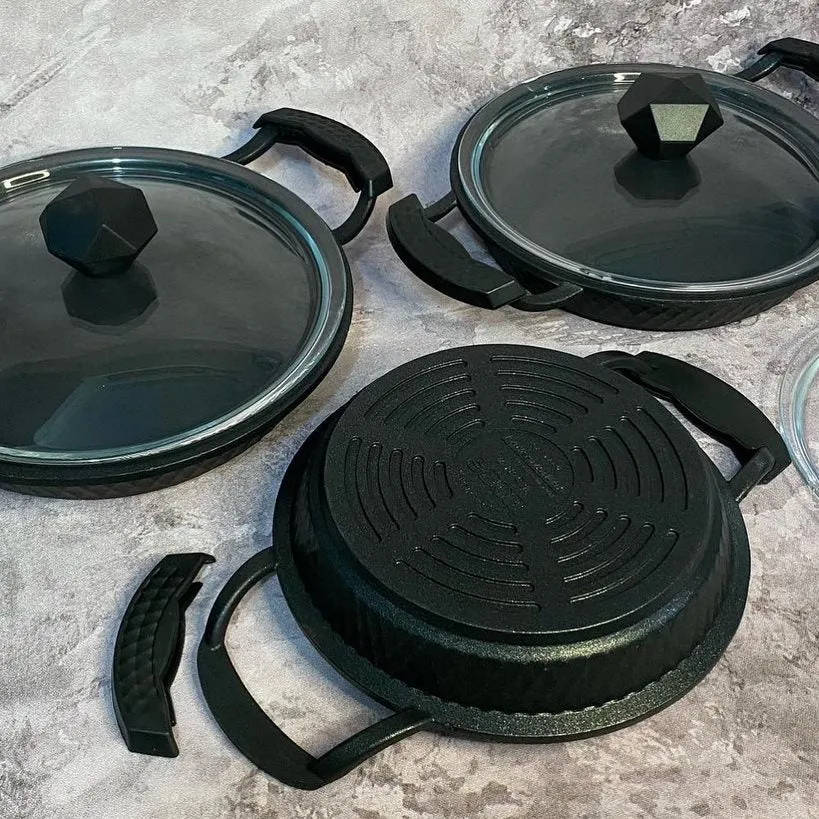 Motto Cast Iron Egg Pan Set, 6 Pcs, Black