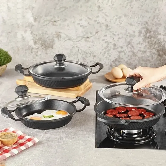Motto Cast Iron Egg Pan Set, 6 Pcs, Black
