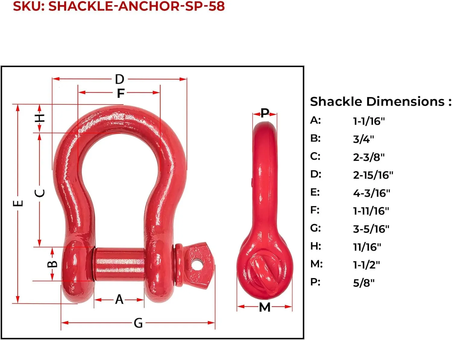Mytee Products 5/8" Anchor Shackle Forged Carbon Steel w/Alloy Screw Pin WLL # 3.25 Tons (6,500 lbs)|Double Rust Protection Heavy Duty D Ring Shackle for Towing, Rigging & Vehicle Recovery (10 Pack)