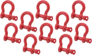 Mytee Products 5/8" Anchor Shackle Forged Carbon Steel w/Alloy Screw Pin WLL # 3.25 Tons (6,500 lbs)|Double Rust Protection Heavy Duty D Ring Shackle for Towing, Rigging & Vehicle Recovery (10 Pack)