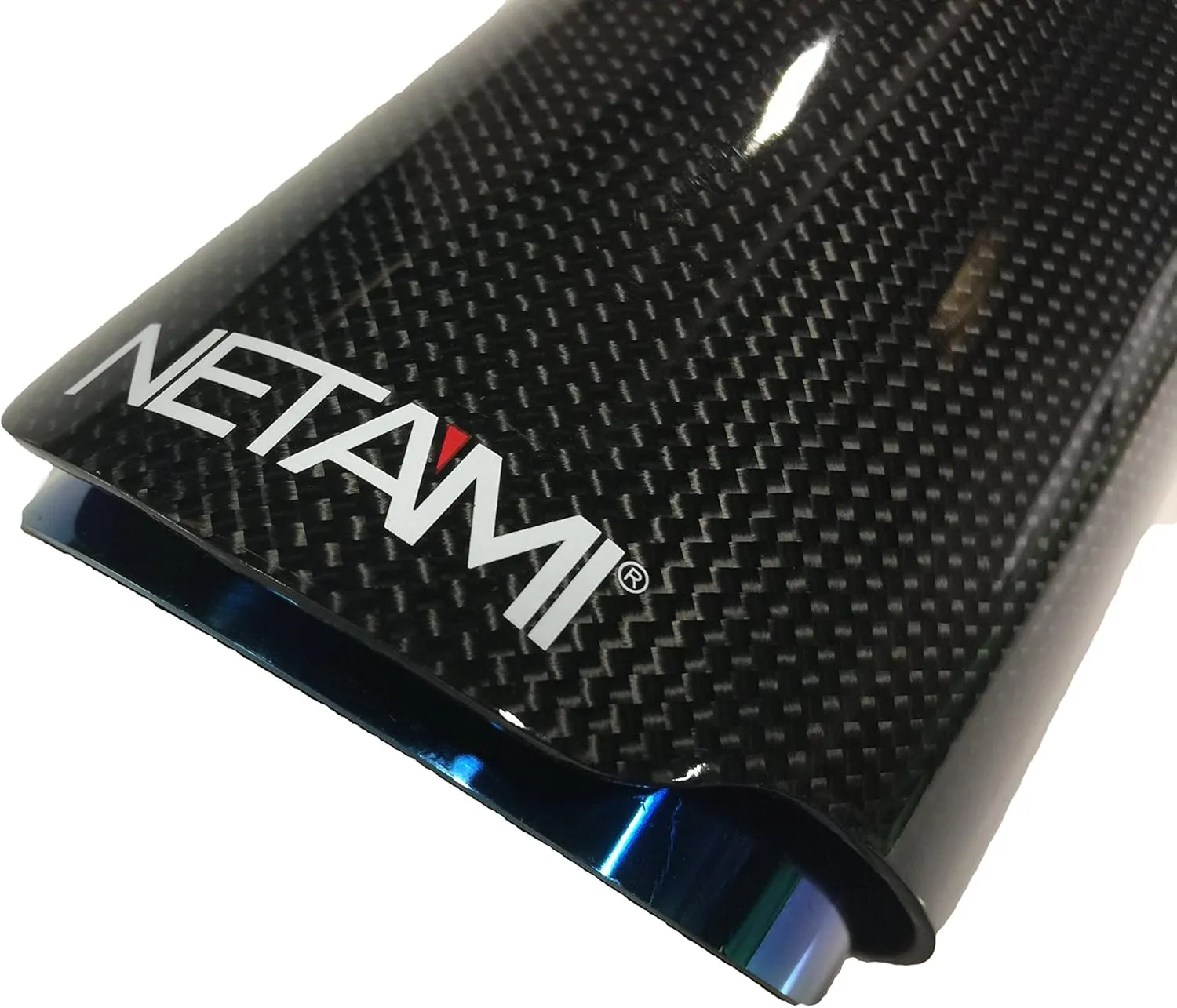 NETAMI 2.5 inch Inlet to 4" Outlet Carbon Fiber Exhaust Tip Stainless Steel Blue Bolt-on