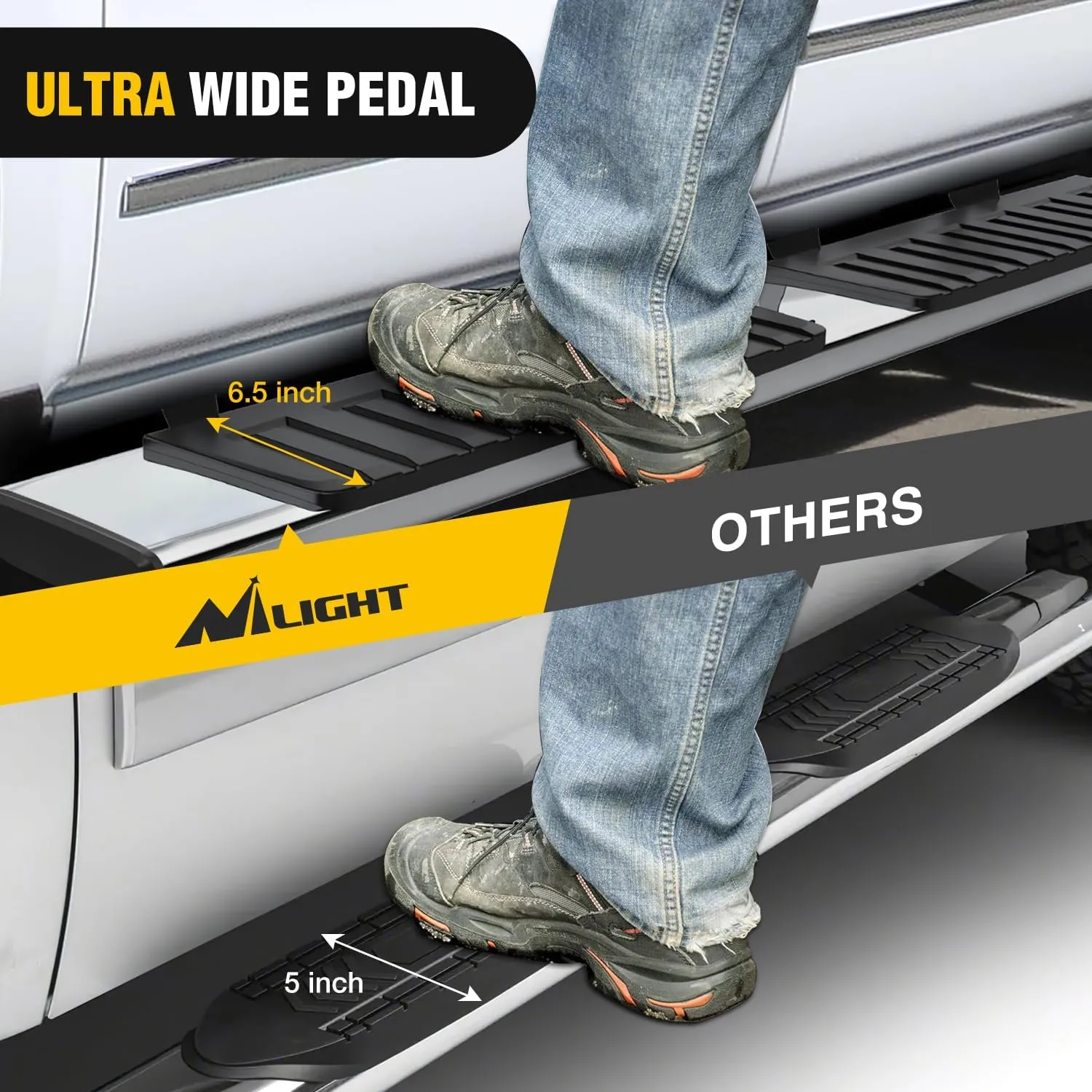 Nilight Running Boards for 2019-2024 Chevy Silverado/GMC Sierra 1500 Double Cab 2020-2024 Silverado/GMC Sierra 2500HD 3500HD 6 Inch Stainless Steel Bolt-on Side Step Nerf Bars